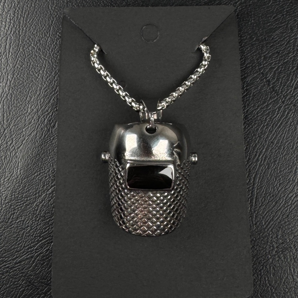 Welder Helmet Stainless Steel Pendant with Titanium Chain
